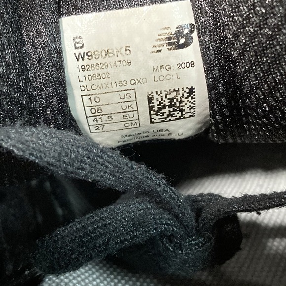 New Balance 990v5 Womens Size 10 Black Running Shoes Suede - Picture 10 of 10